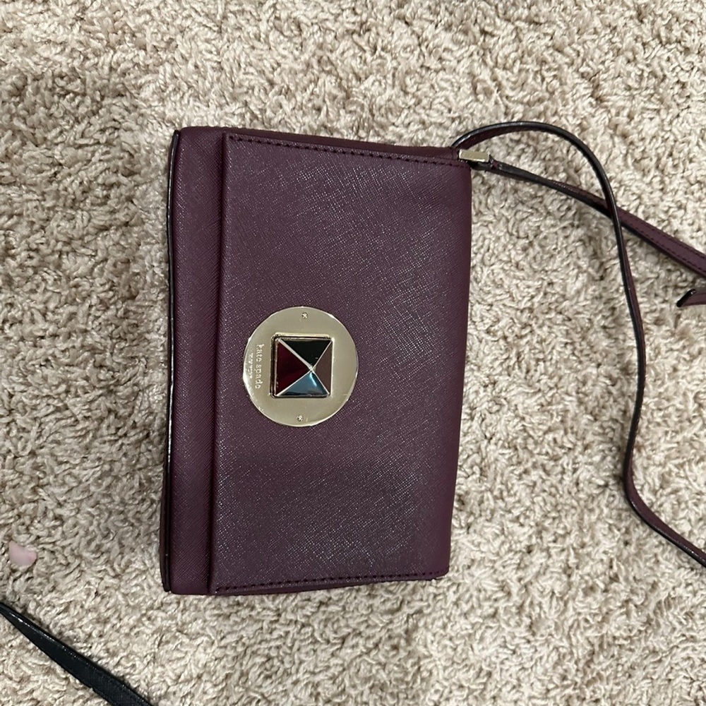 Kate Spade Burgandy Crossbody Bag with Gold Hardware